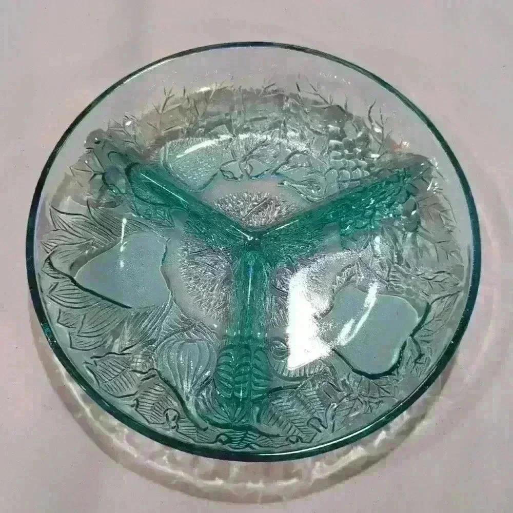 Vintage Jeanette Aqua Depression Glass Serving Dish